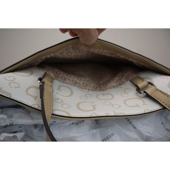 Guess HH948125 Women's Large White Delphine Logo Tote Bag w/Large Pouch - Picture 11 of 16